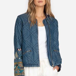 Johnny Was Mariposa Quilted Seamed Bomber